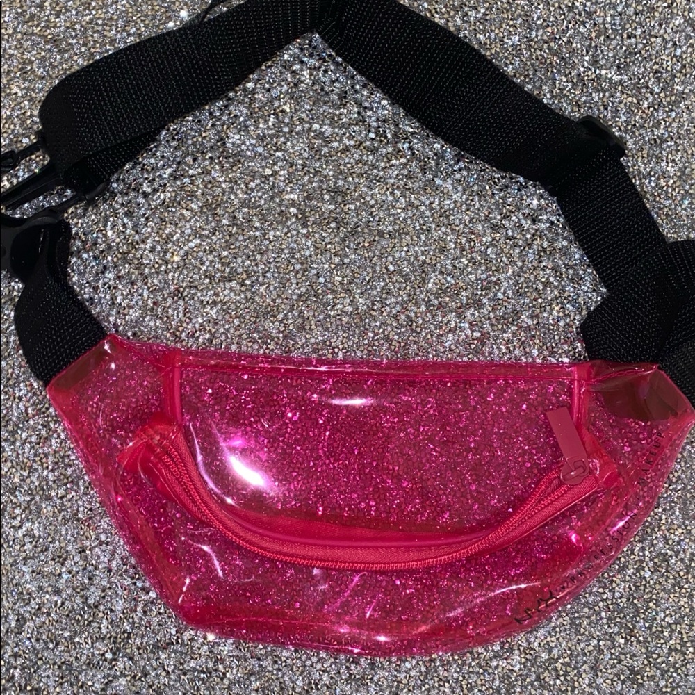 Hot pink transparent fanny pack
